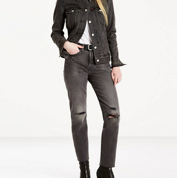 levi's grey wedgie straight jeans